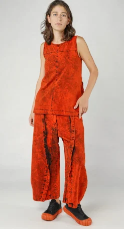 Rundholz Dip Tops^PRE-ORDER -  Denim-Style Vest Top with Contrast Patch Back Pockets in Stonewash (Pictured in Mandarine Dye)