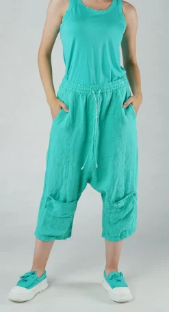 Rundholz Black Label Trousers^PRE-ORDER - Drop Crotch Linen Trousers in Black (Pictured in Aqua)