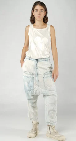 Rundholz Dip Trousers^PRE-ORDER - Drop-Crotch Straight Leg Jeans in Stonewash (Pictured in Semibleach)