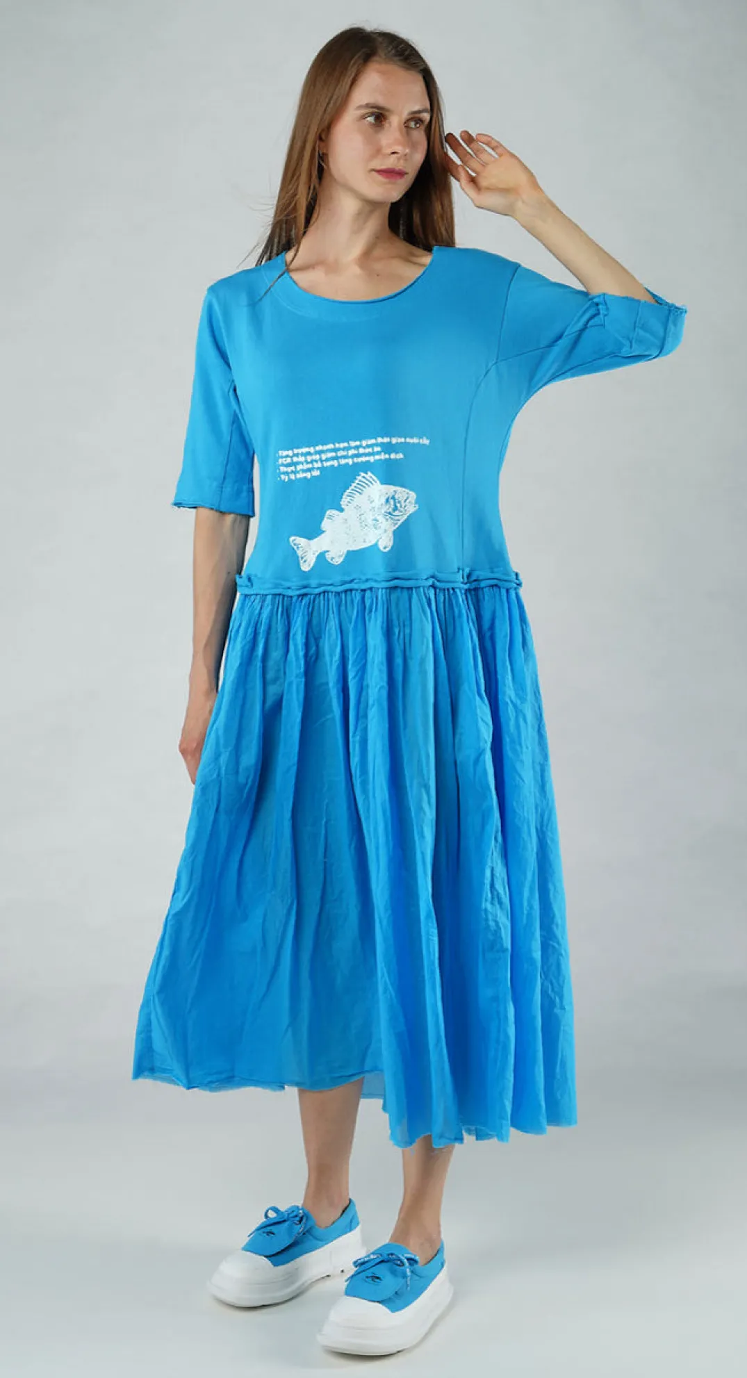 Rundholz Black Label Dresses^PRE-ORDER - Dual Fabric Dress in Offwhite Print (Pictured in Malibu Print)