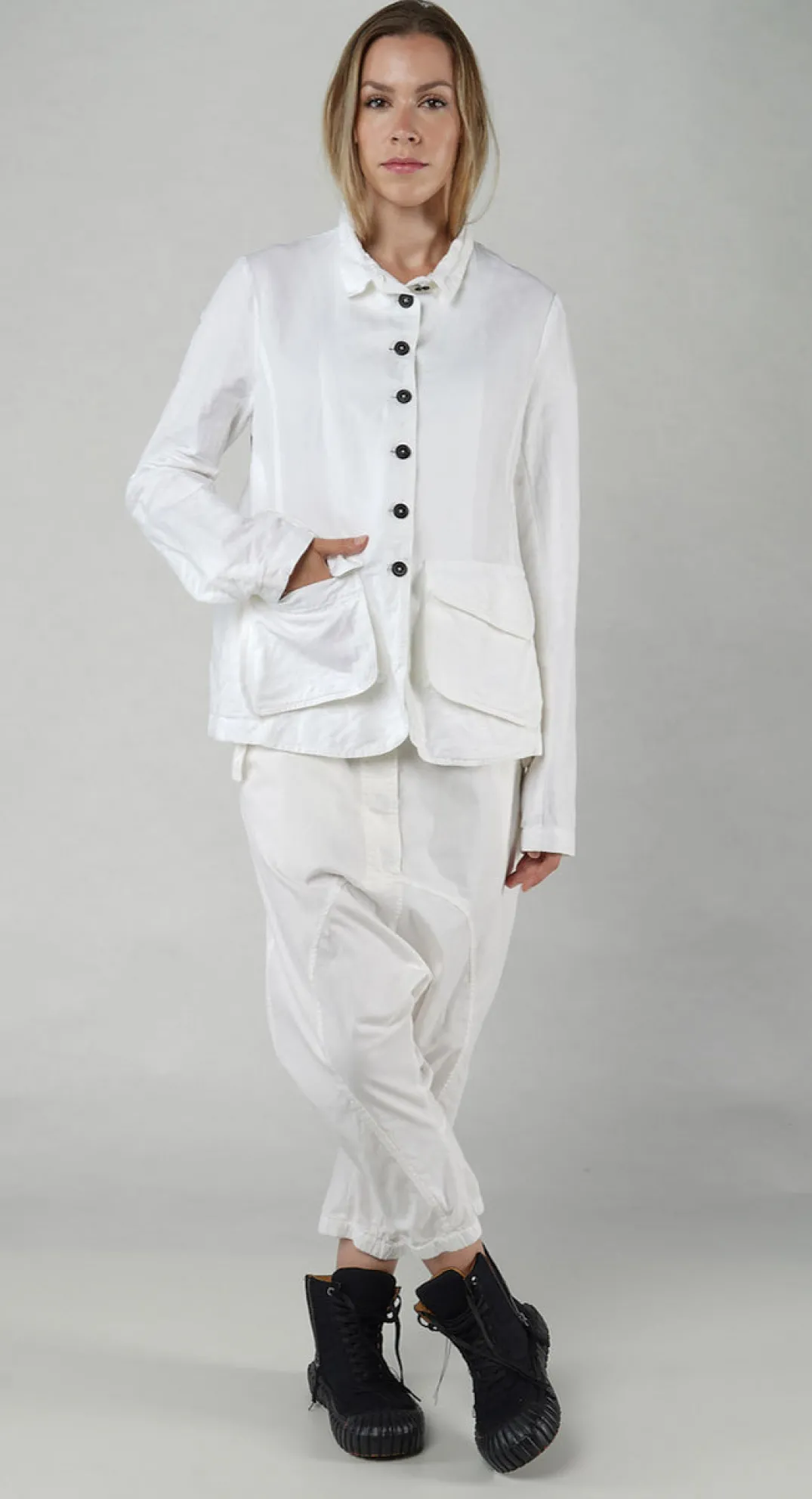 Rundholz Dip Jackets^PRE-ORDER - Fitted Button-Down Jacket in Greige (Pictured in Semi Bleach)