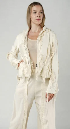 Rundholz Dip Jackets^PRE-ORDER - Fitted Shredded Jacket in Greige