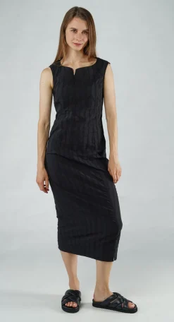 Rundholz Black Label Dresses^PRE-ORDER - Fitted Sleeveless Dress in Navy (Pictured in Black)