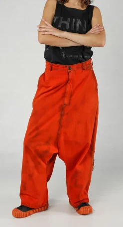 Rundholz Dip Trousers^PRE-ORDER - High-Waisted Drop-Crotch in Bleachwash (Pictured in Mandarine)