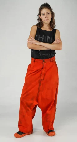 Rundholz Dip Trousers^PRE-ORDER - High-Waisted Drop-Crotch in Bleachwash (Pictured in Mandarine)