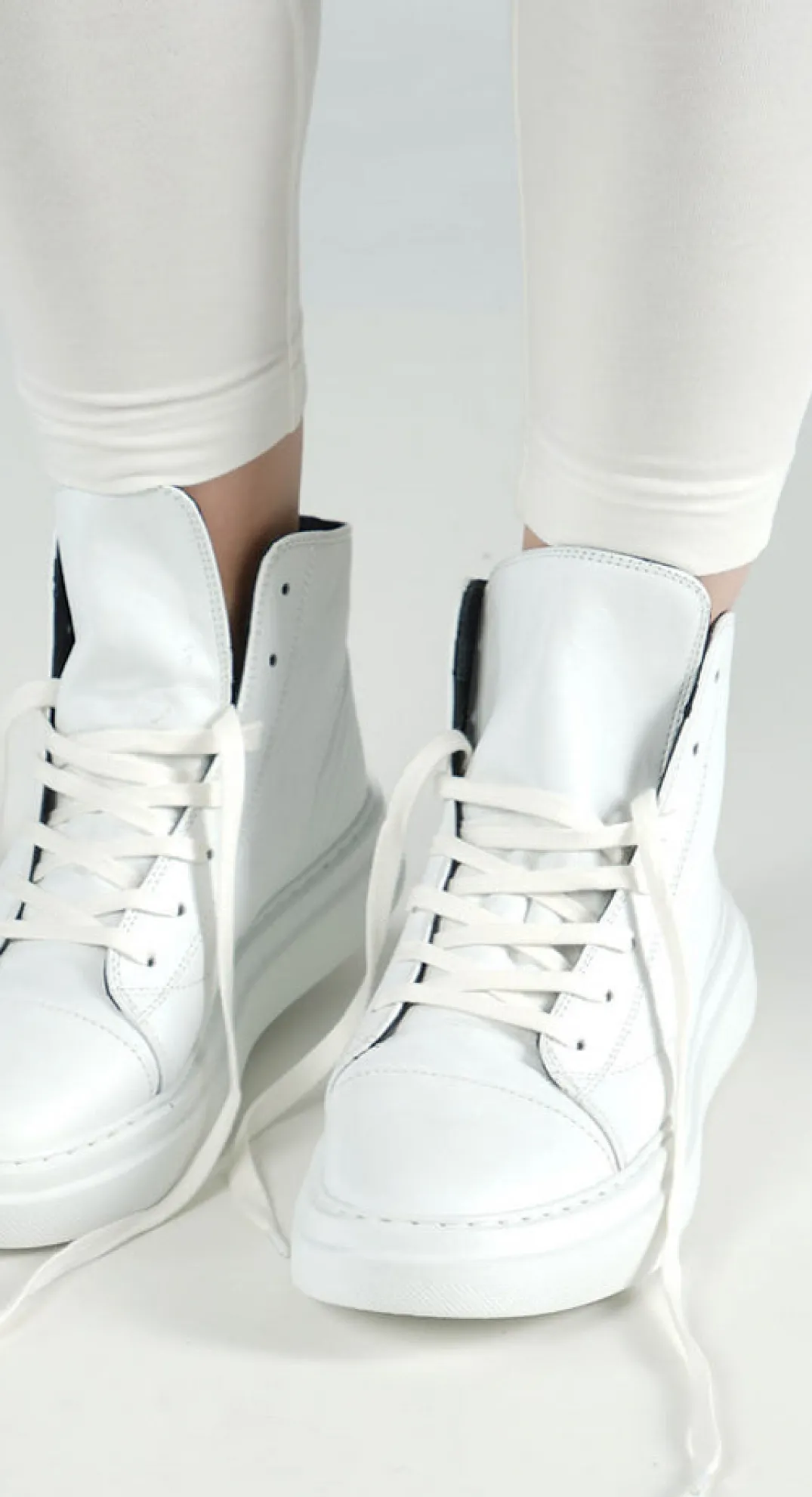 Rundholz Black Label Boots^PRE-ORDER - Lace Up High Top Pumps in Black (Pictured in Offwhite)
