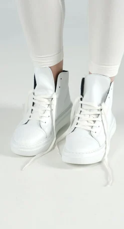 Rundholz Black Label Boots^PRE-ORDER - Lace Up High Top Pumps in Navy (Pictured in Offwhite)