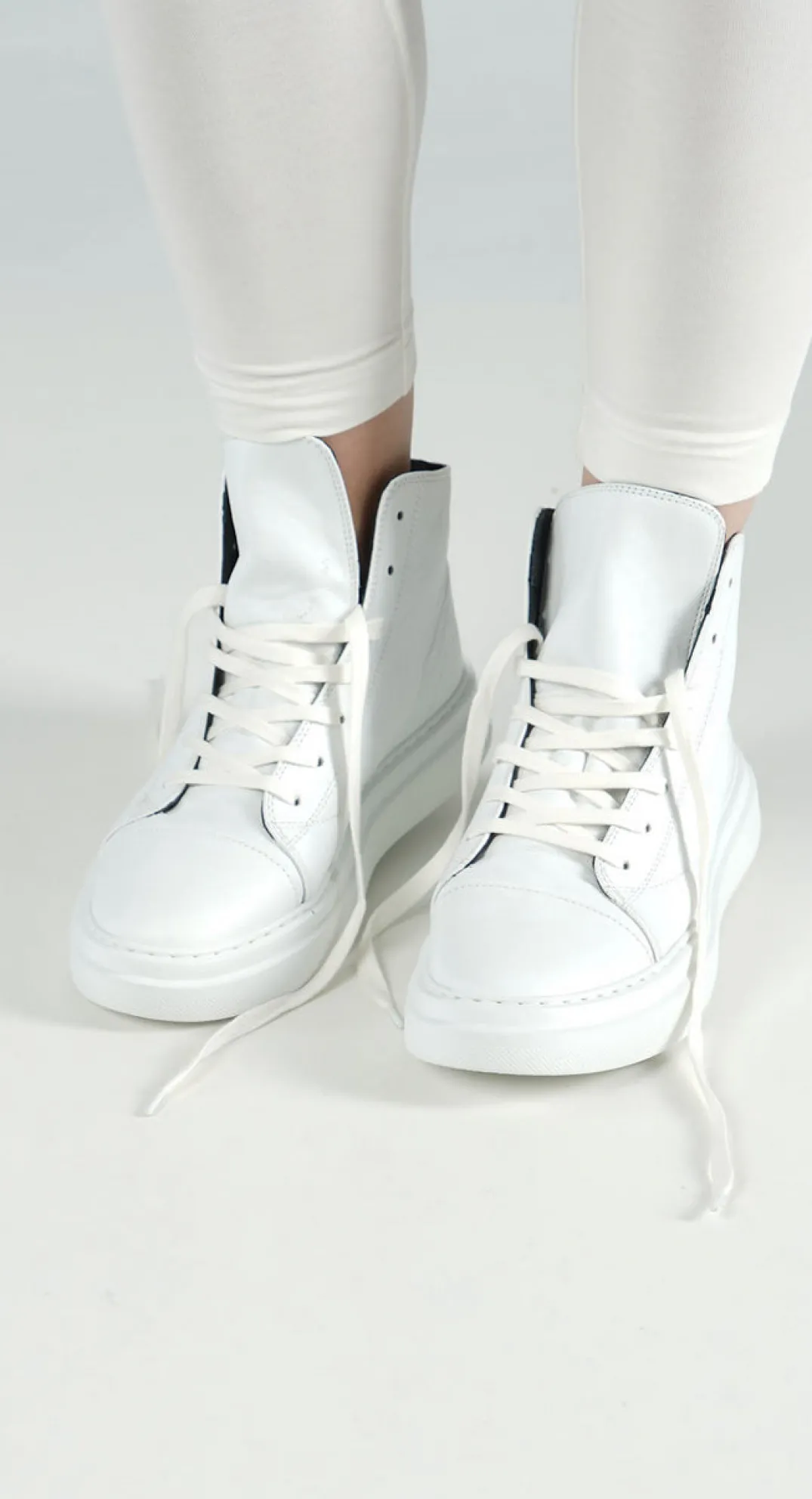 Rundholz Black Label Boots^PRE-ORDER - Lace Up High Top Pumps in Navy (Pictured in Offwhite)