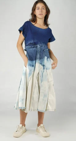 Rundholz Dip Dresses^PRE-ORDER - Layered Denim Shift Dress in Mandarine Dye (Pictured in Bleachwash)