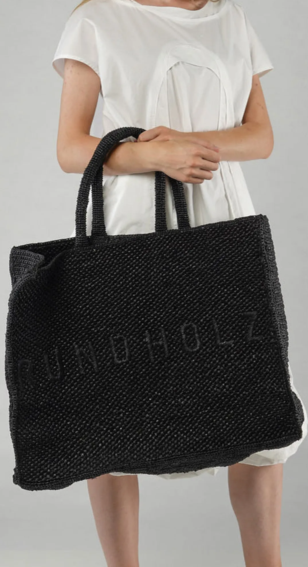 Rundholz Mainline Bags^PRE-ORDER - Oversized Raffia Tote Bag in Black