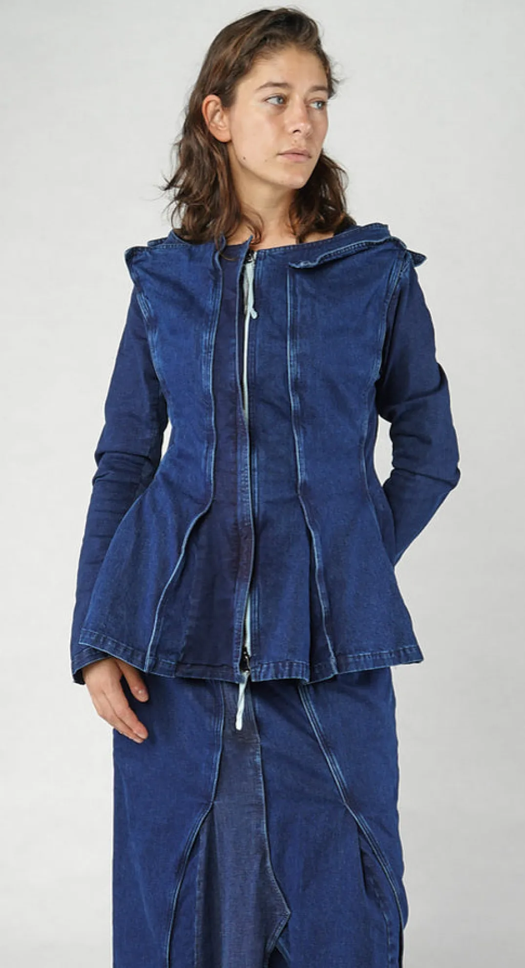 Rundholz Dip Jackets^PRE-ORDER - Panelled Denim Jacket in Bleachwash (Pictured in Stonewash)