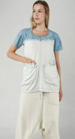 Rundholz Dip Tops^PRE-ORDER -  Round Neck T-Shirt with Front Patch Pockets in Bleachwash