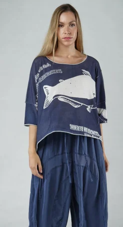 Rundholz Black Label Jumpers^PRE-ORDER - Short Pullover in Black Print (Pictured in Navy Print)