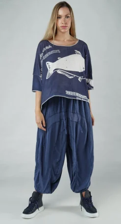 Rundholz Black Label Jumpers^PRE-ORDER - Short Pullover in Aqua Print (Pictured in Navy Print)