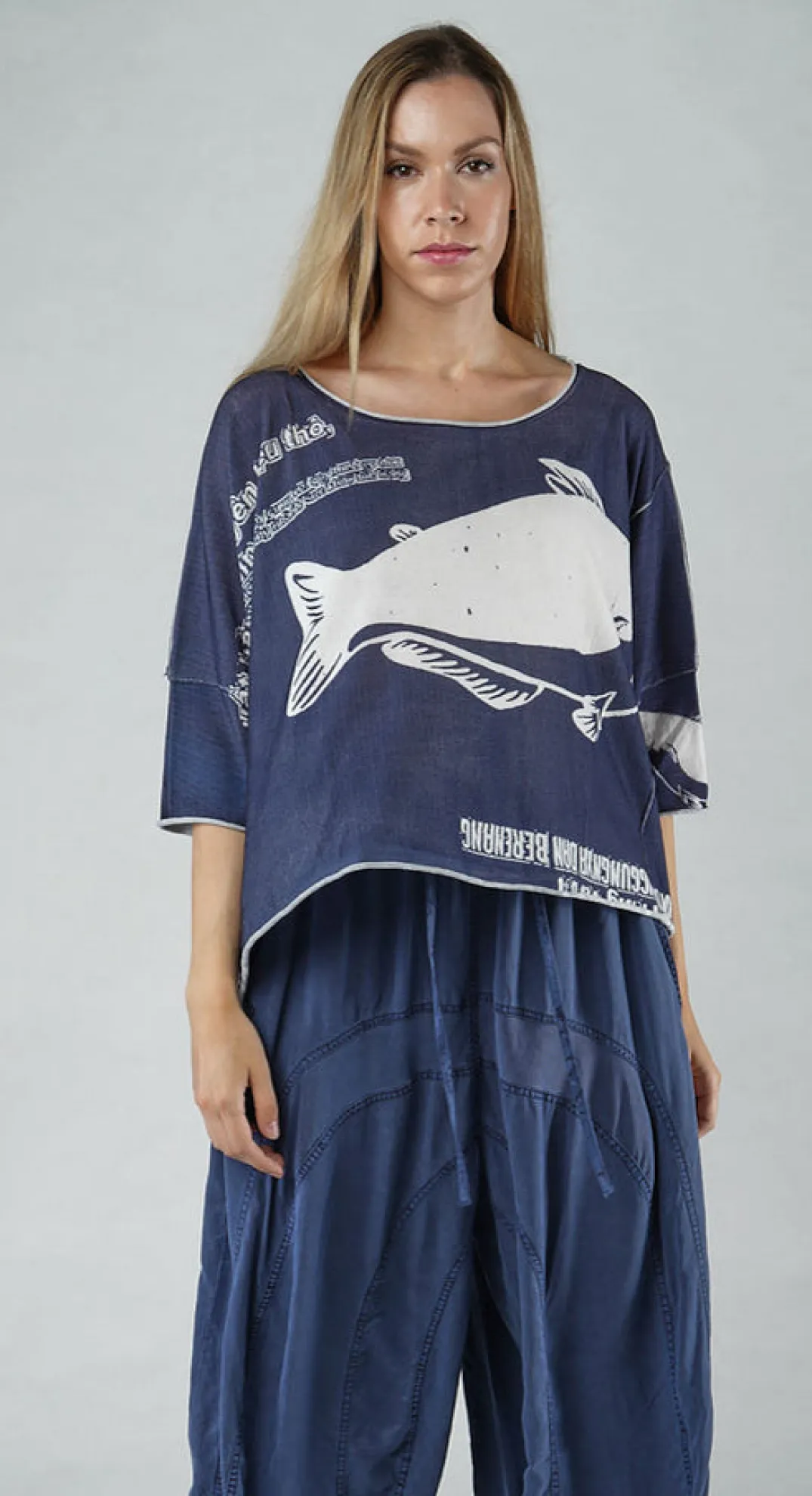Rundholz Black Label Jumpers^PRE-ORDER - Short Pullover in Aqua Print (Pictured in Navy Print)