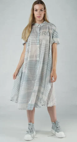 Rundholz Black Label Dresses^PRE-ORDER - Short Sleeve Lightweight Shirt Dress in Black Print (Pictured in Grey Print)