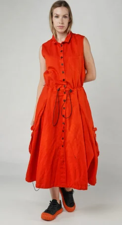 Rundholz Dip Dresses^PRE-ORDER - Sleeveless Button-Down Dress in Royal (Pictured in Mandarine)
