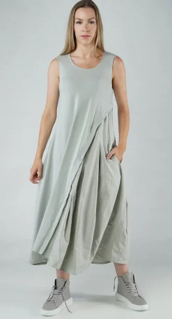 Rundholz Black Label Dresses^PRE-ORDER - Sleeveless Dress with Flared Insert in Offwhite (Pictured in Grey)