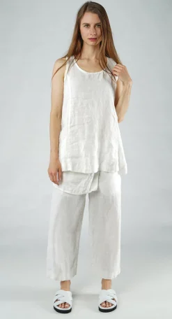 Rundholz Black Label Tops^PRE-ORDER - Sleeveless Linen Top in Malibu (Pictured in Offwhite)