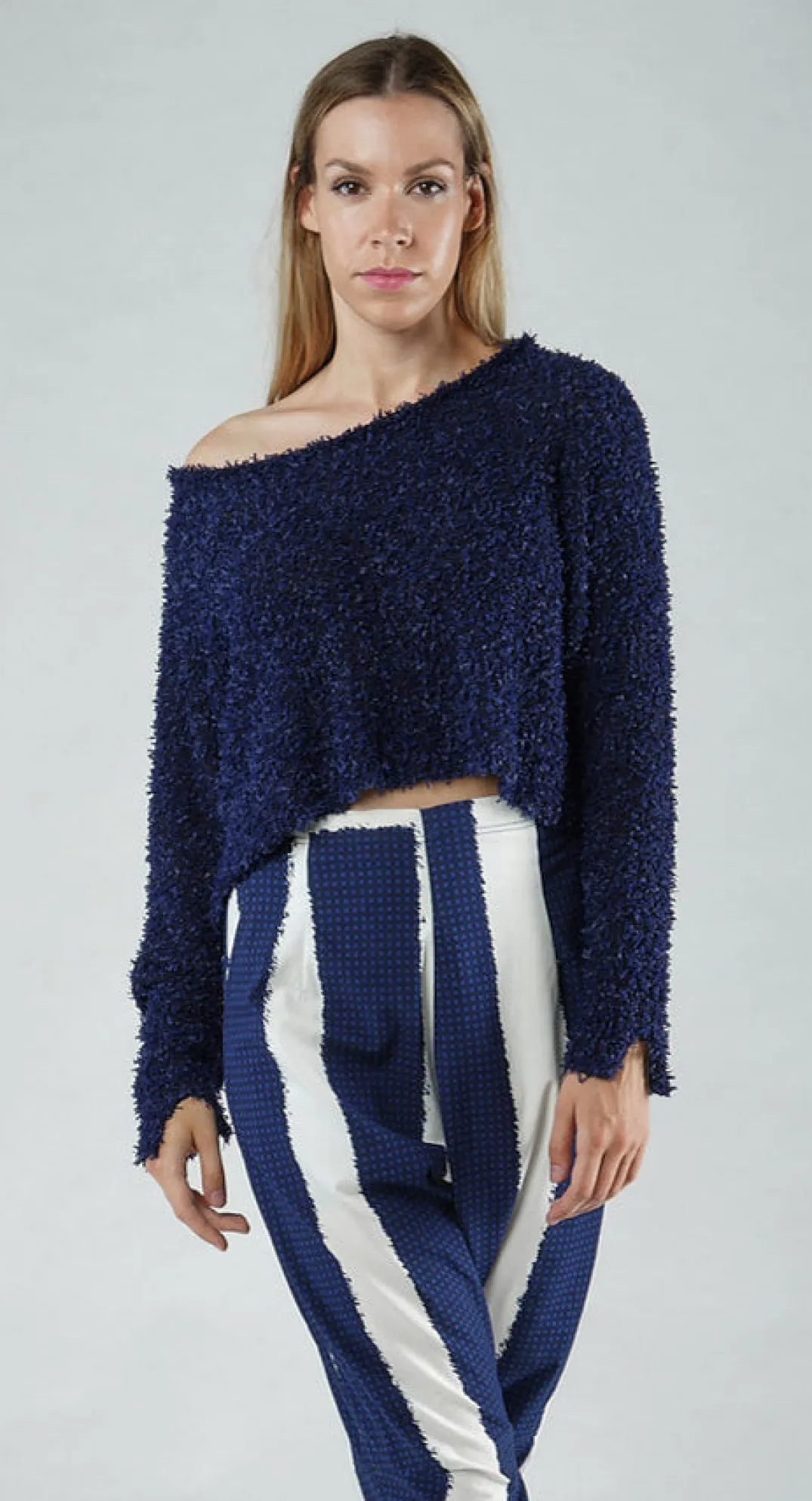 Rundholz Black Label Jumpers^PRE-ORDER - Textured Cropped Jumper in Black (Pictured in Navy)