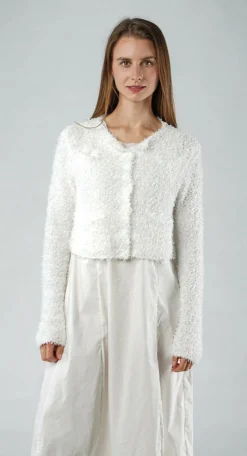 Rundholz Black Label Cardigans^PRE-ORDER - Textured Cropped Cardigan in Malibu (Pictured in Offwhite)