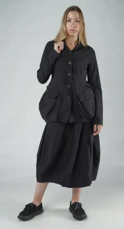 Rundholz Black Label Jackets^PRE-ORDER - Tulip Hem Jacket in Navy (Pictured in Black)