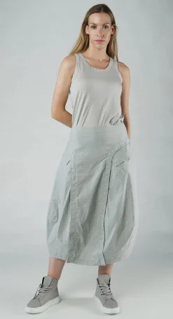 Rundholz Black Label Skirts^PRE-ORDER - Tulip Skirt with Front Panel in Malibu Print (Pictured in Grey Check)