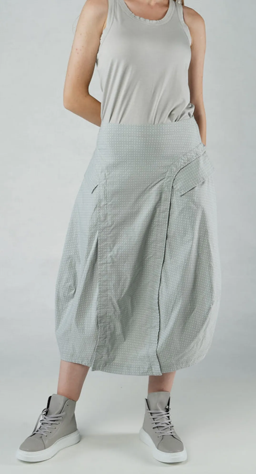 Rundholz Black Label Skirts^PRE-ORDER - Tulip Skirt with Front Panel in Malibu Check (Pictured in Grey Check)