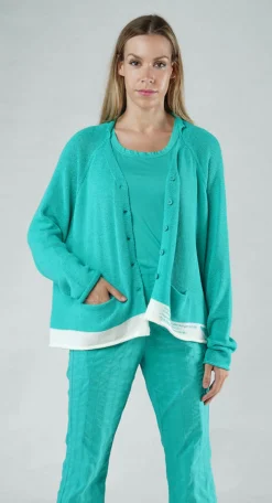 Rundholz Black Label Cardigans^PRE-ORDER - V-Neck Cardigan in Aqua Print