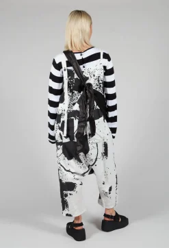 Bize Jumpsuits^Print Linen Dungarees in Original White