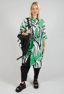 Bize Dresses^Print Patterned Shirt Dress in Original Green