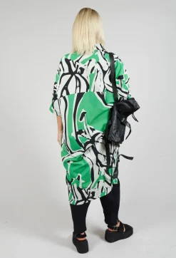 Bize Dresses^Print Patterned Shirt Dress in Original Green