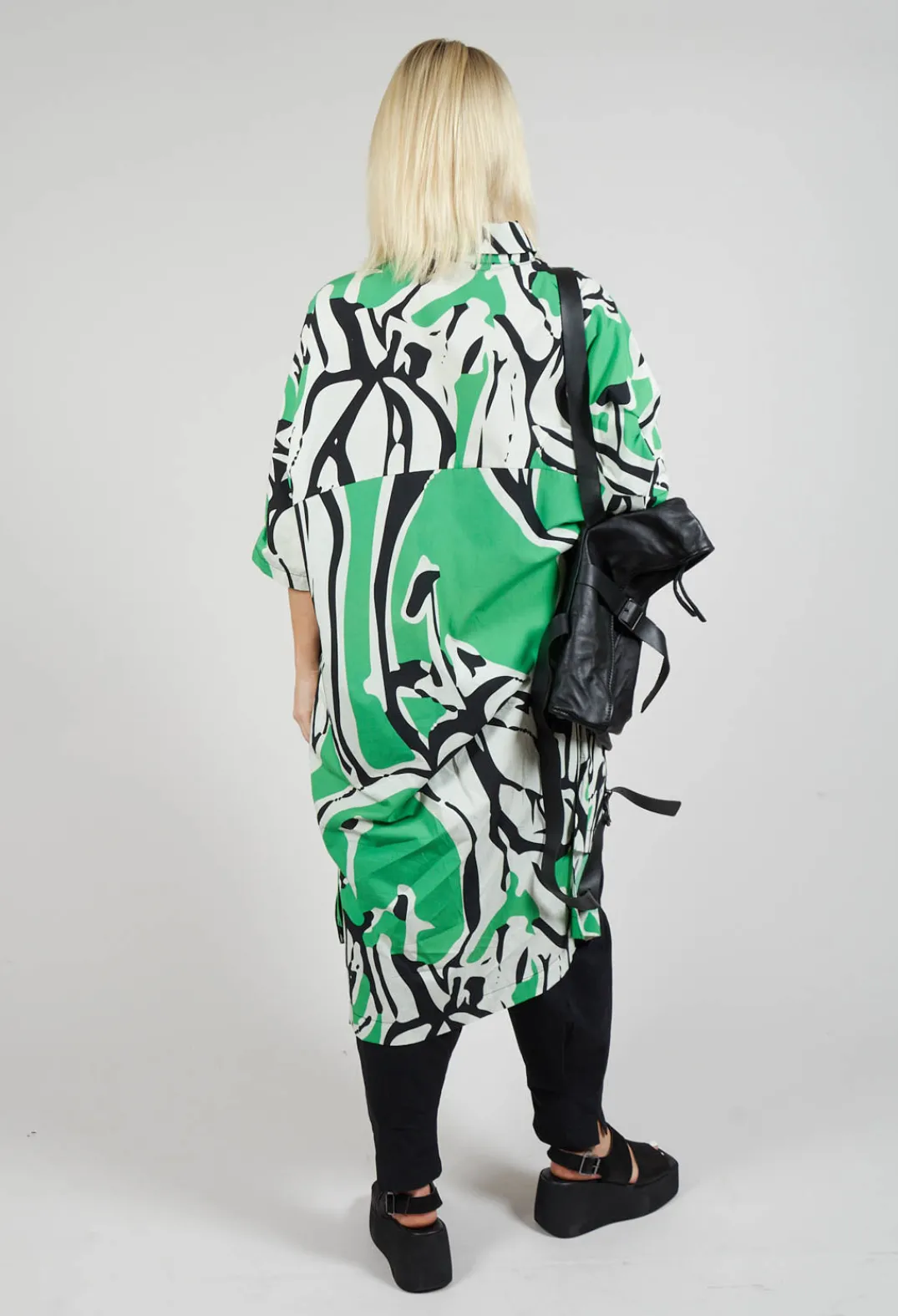 Bize Dresses^Print Patterned Shirt Dress in Original Green