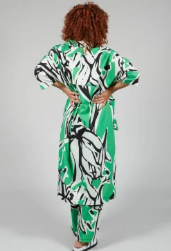 Bize Dresses^Print Patterned Shirt Dress in Original Green