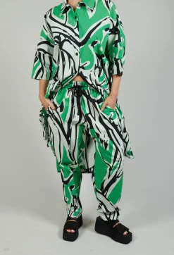 Bize Trousers^Print Patterned Trousers in Original Green