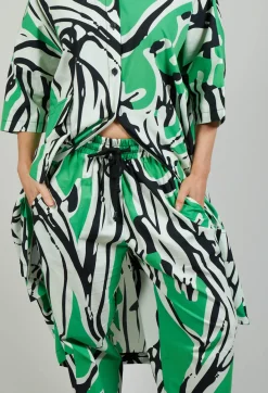 Bize Trousers^Print Patterned Trousers in Original Green