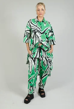 Bize Trousers^Print Patterned Trousers in Original Green