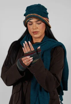 Butapana Gloves^Print Wool Gloves in Taupe