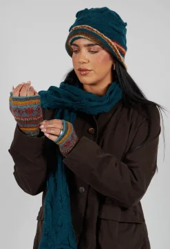 Butapana Gloves^Print Wool Gloves in Turquoise