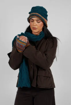 Butapana Gloves^Print Wool Gloves in Turquoise