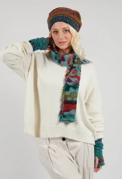 Butapana Scarves^Print Wool Scarf in Turquoise