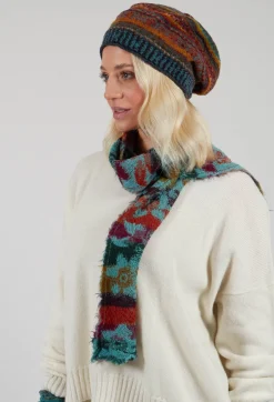 Butapana Scarves^Print Wool Scarf in Turquoise