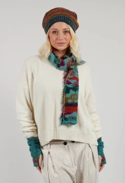Butapana Scarves^Print Wool Scarf in Turquoise