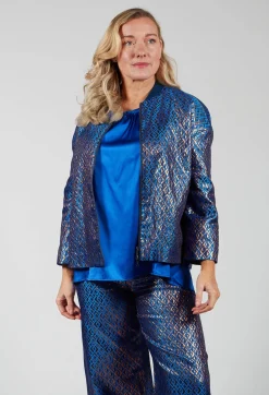 Niù Jackets^Printed Bomber Jacket in Sapphire