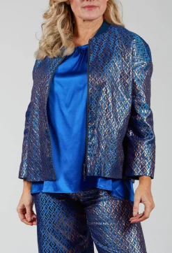 Niù Jackets^Printed Bomber Jacket in Sapphire