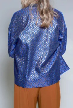 Niù Jackets^Printed Bomber Jacket in Sapphire