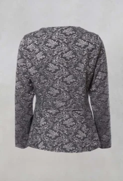 Out of Xile Coats^Printed Collarless Cropped Jacket in Charcoal