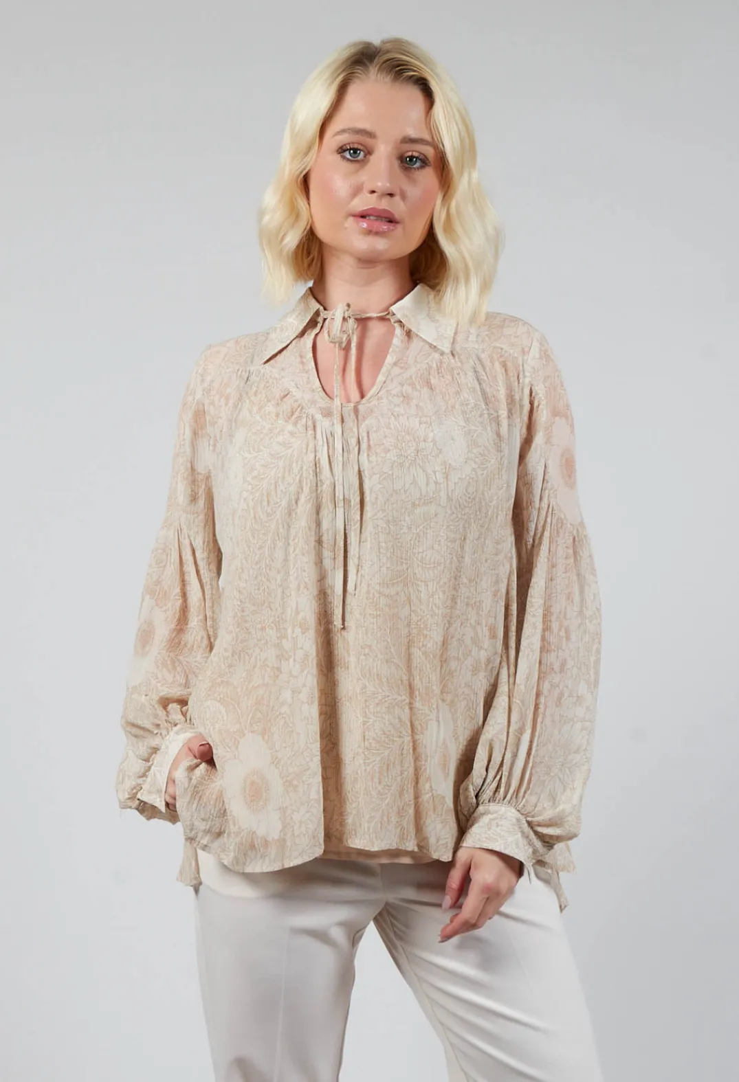 Beatrice B Shirts & Blouses^Printed Georgette Shirt in Beige
