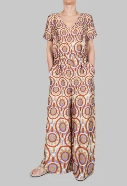 Maliparmi Jumpsuits^Printed Jumpsuit in Beige/Malva