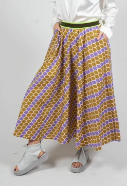 Niù Skirts^Printed Midi Skirt with Contrast Waistband in Lilla